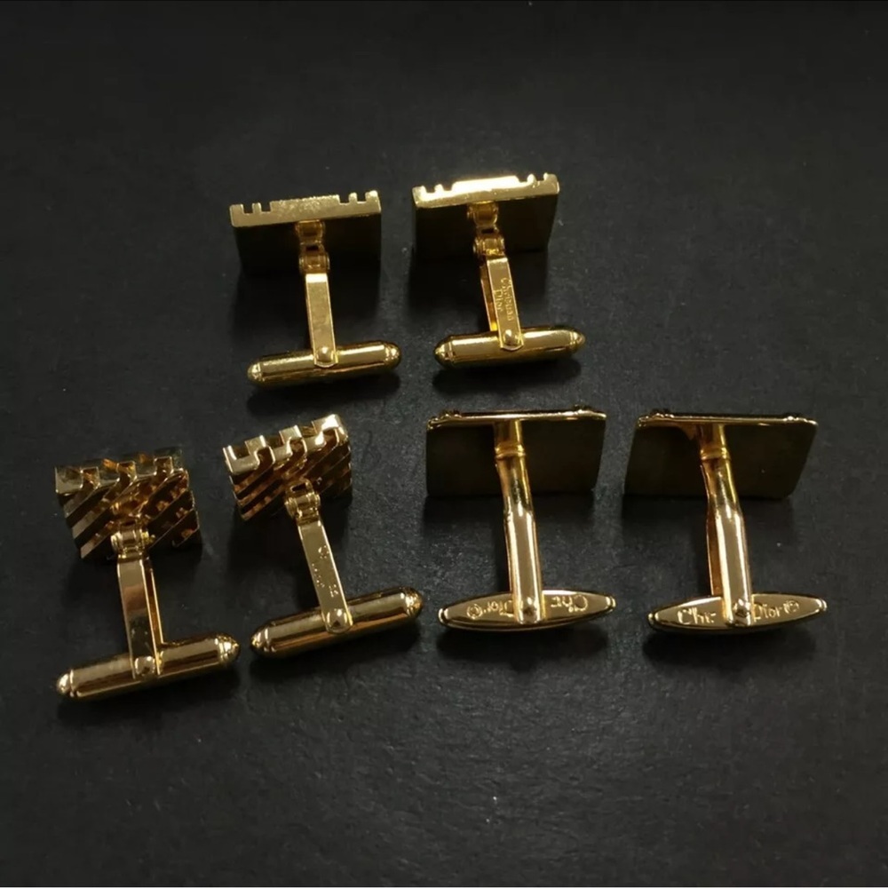 Authentic Christian Dior Yves Saint Laurent Gold Tone Cufflinks & tie clip PICK1 - Picture 4 of 11